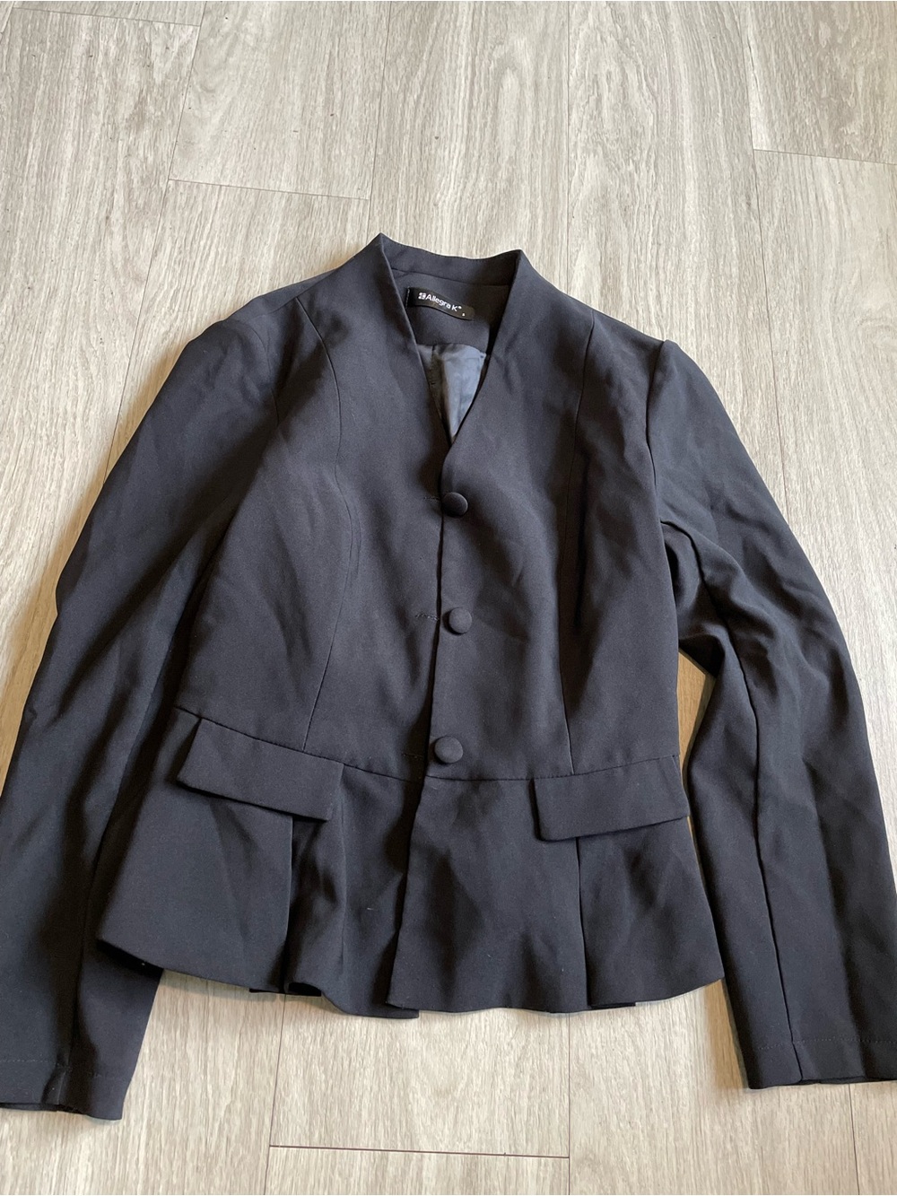 Allegra K Black Tailored Peplum Blazer